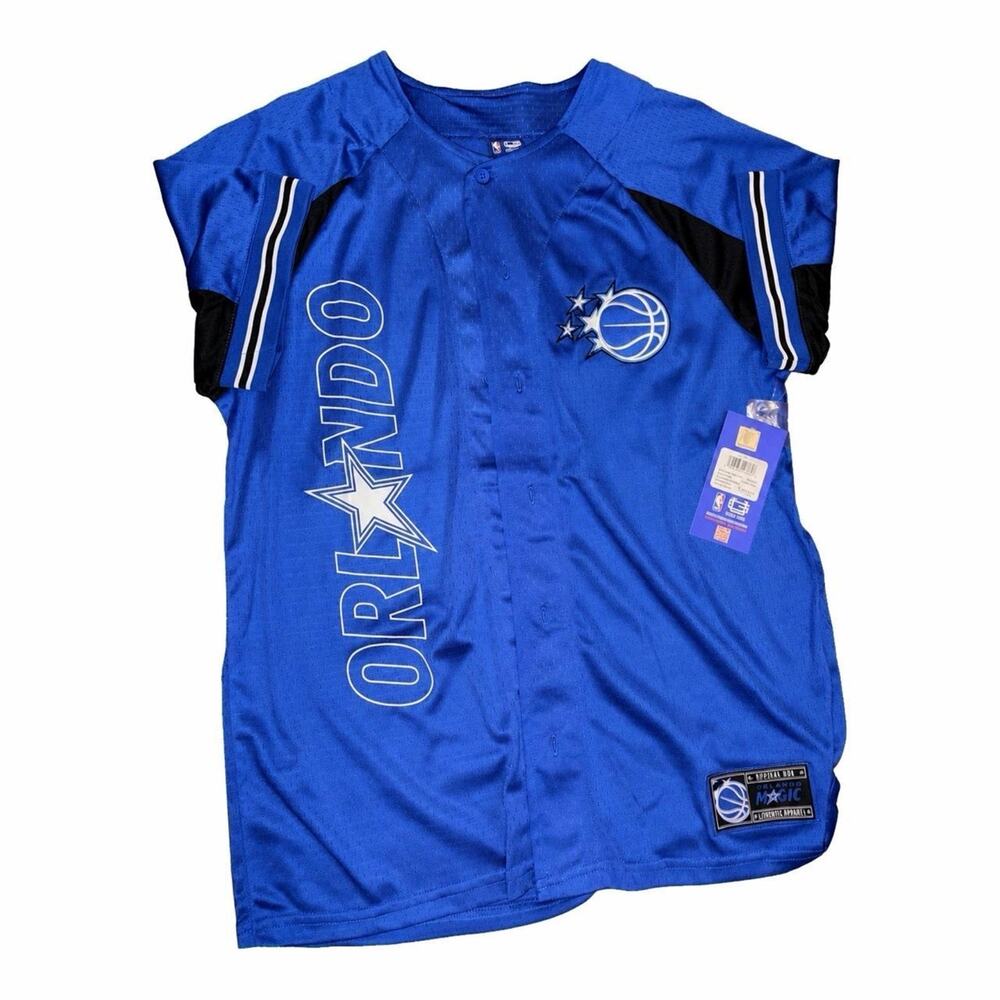 Orlando Magic NBA Button-Up Jersey Blue Black White Size M